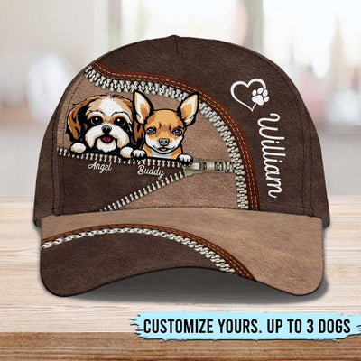 Zipper Closure Dog Personalized Classic Cap, Father’s Day Gift for Dog Lovers, Dog Dad, Dog Mom - CP020PS14 - BMGifts