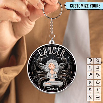 Zodiac Personalized Acrylic Keychain, Zodiac Sign Astrology Gifts for Her - AK002PS14 - BMGifts