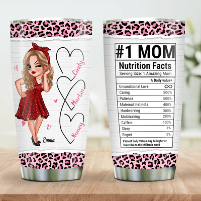 #1 Mom's Nutrition Facts Mother Personalized Tumbler, Personalized Mother's Day Gift for Mom, Mama, Parents, Mother, Grandmother - TB156PS01 - BMGifts