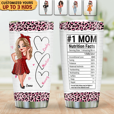 #1 Mom's Nutrition Facts Mother Personalized Tumbler, Personalized Mother's Day Gift for Mom, Mama, Parents, Mother, Grandmother - TB156PS01 - BMGifts