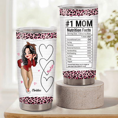 #1 Mom's Nutrition Facts Mother Personalized Tumbler, Personalized Mother's Day Gift for Mom, Mama, Parents, Mother, Grandmother - TB156PS01 - BMGifts