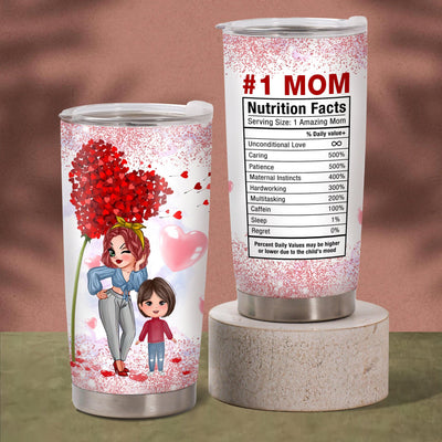 #1 Mom's Nutrition Facts Mother Personalized Tumbler, Personalized Mother's Day Gift for Mom, Mama, Parents, Mother, Grandmother - TB159PS01 - BMGifts
