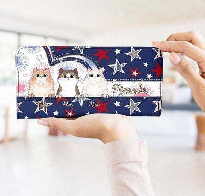 4th July Star Background Cat Personalized Clutchpurse, Personalized Gift for Cat Lovers, Cat Mom, Cat Dad - PU299PS06 - BMGifts