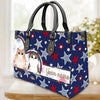 4th July Star Background Cat Personalized Leather Handbag, Personalized Gift for Cat Lovers, Cat Mom, Cat Dad - LD304PS06 - BMGifts