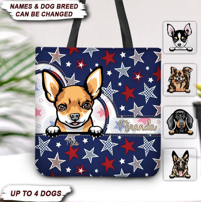 4th July Star Background Dog Personalized Totebag, Personalized Gift for Dog Lovers, Dog Dad, Dog Mom - TO488PS06 - BMGifts