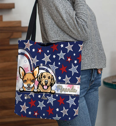 4th July Star Background Dog Personalized Totebag, Personalized Gift for Dog Lovers, Dog Dad, Dog Mom - TO488PS06 - BMGifts