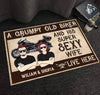 A Grumpy Biker And His Wife Live Here Motorcycle Personalized Doormat, Personalized Gift for Motorcycle Lovers, Motorcycle Riders - DM048PS01 - BMGifts