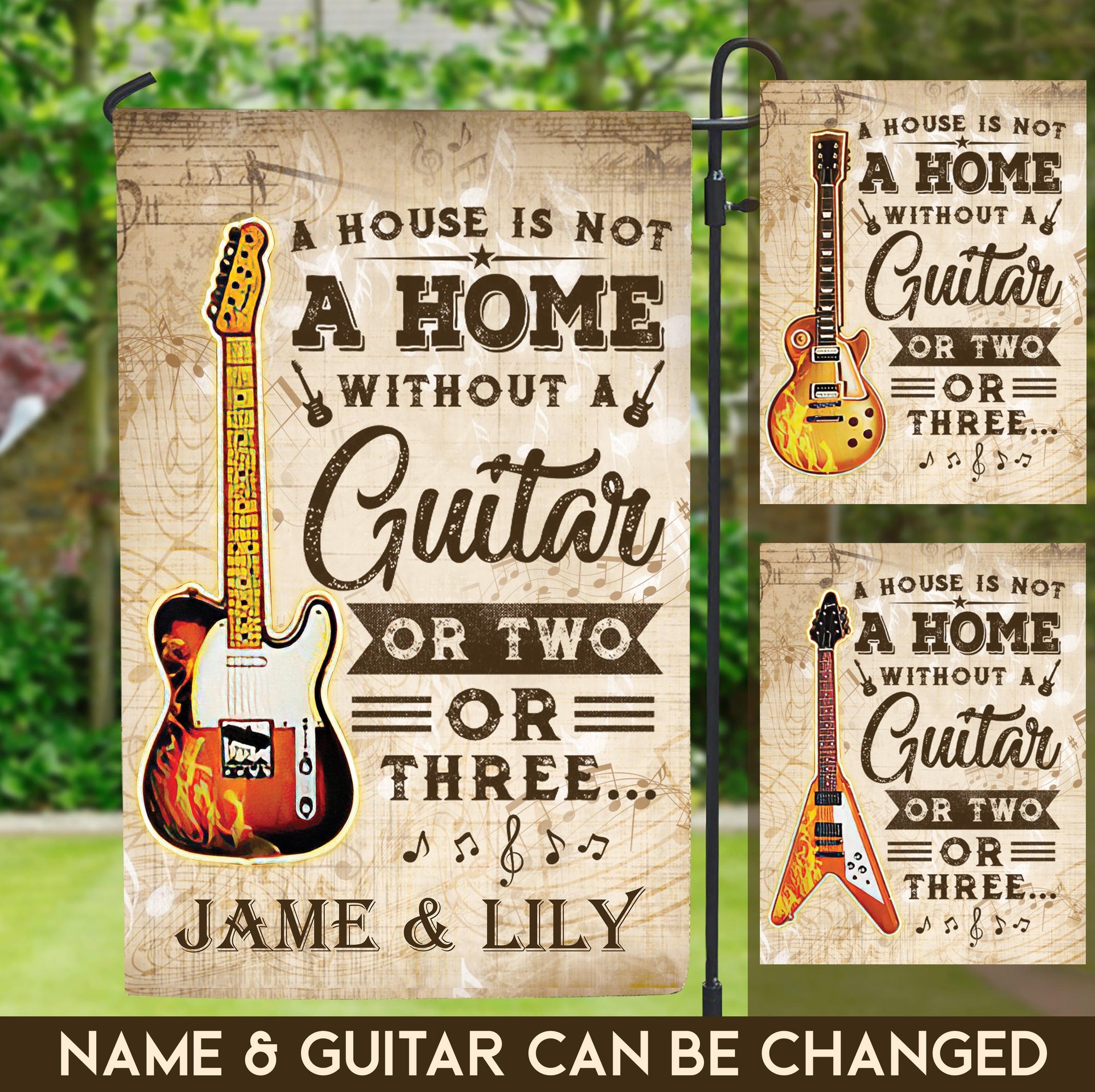 A Guitarist's Home Personalized Garden Flag, Personalized Gift for Music Lovers, Guitar Lovers - GA005PS - BMGifts