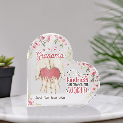 A Little Kindness Can Change The World Grandma Personalized Heart-Shaped Plaque, Personalized Gift for Nana, Grandma, Grandmother, Grandparents - HP010PS05 - BMGifts