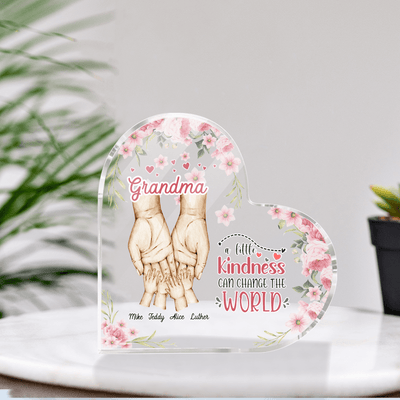 A Little Kindness Can Change The World Grandma Personalized Heart-Shaped Plaque, Personalized Gift for Nana, Grandma, Grandmother, Grandparents - HP023PS02 - BMGifts