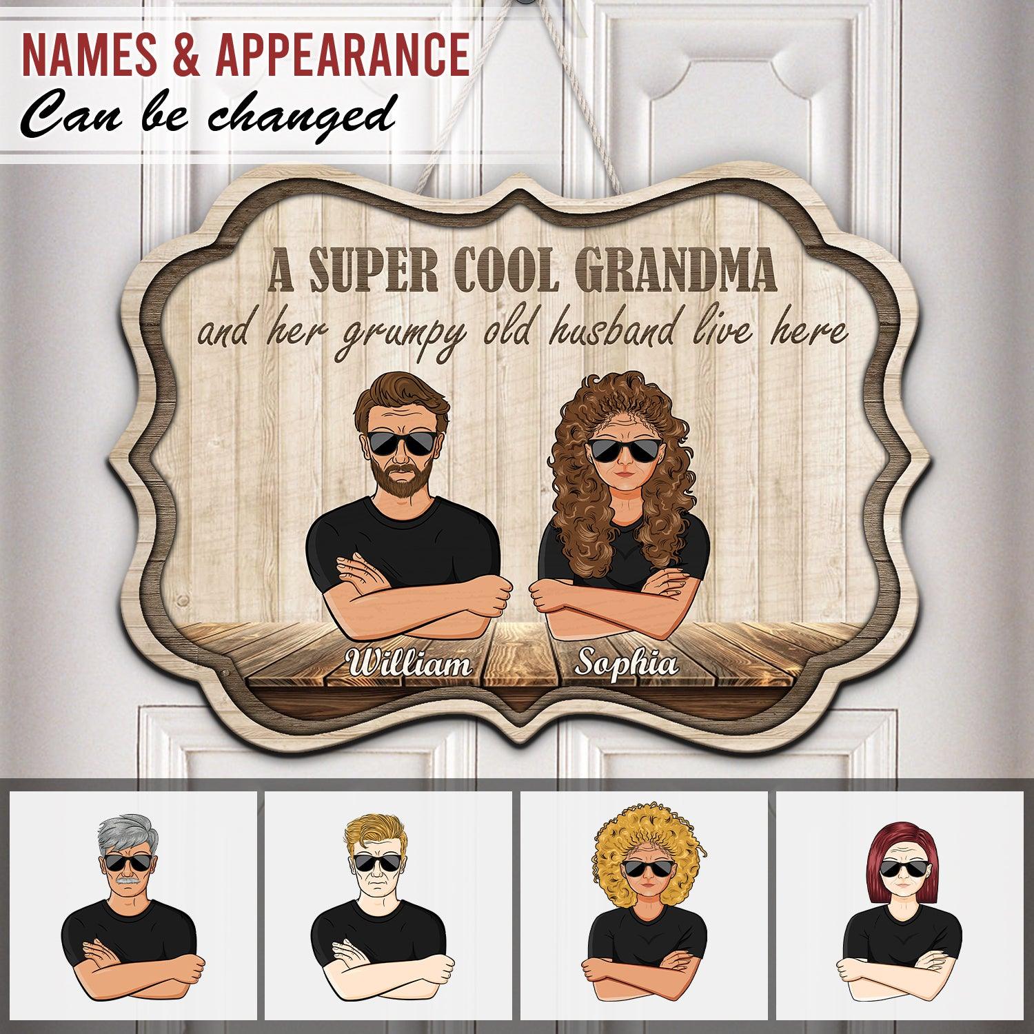 A Super Cool Grandma Personalized Custom Shaped Wooden Sign, Personalized Gift for Nana, Grandma, Grandmother, Grandparents - CS009PS05 - BMGifts (formerly Best Memorial Gifts)