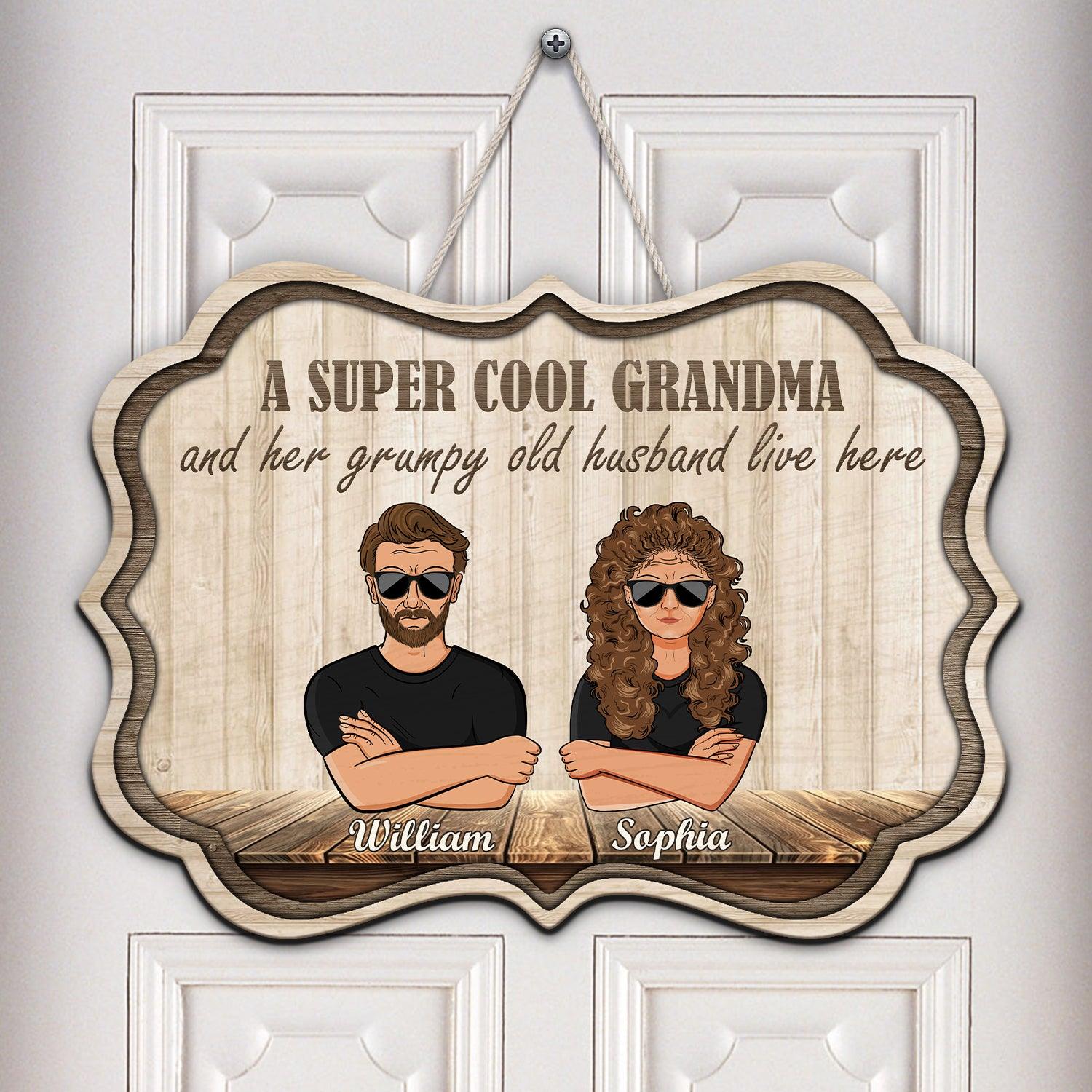 A Super Cool Grandma Personalized Custom Shaped Wooden Sign, Personalized Gift for Nana, Grandma, Grandmother, Grandparents - CS009PS05 - BMGifts (formerly Best Memorial Gifts)