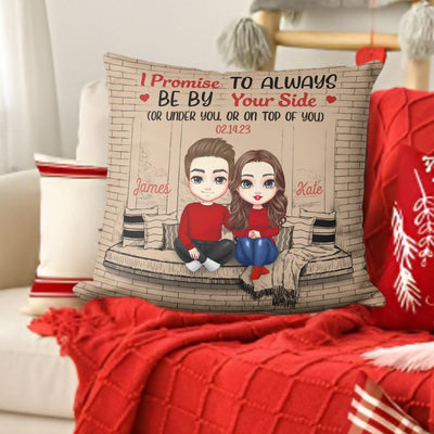 Always Be By Your Side Couple Personalized Linen Pillow, Personalized Valentine Gift for Couples, Husband, Wife, Parents, Lovers - PL039PS01 - BMGifts