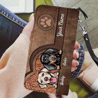 Beloved Dogs In Heart Shape Personalized Clutch Purse, Personalized Gift for Dog Lovers, Dog Dad, Dog Mom - PU305PS06 - BMGifts