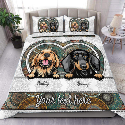 Boho Pattern Dog Personalized Bedding Set, Mother’s Day Gift for Dog Lovers, Dog Dad, Dog Mom - BD131PS02 - BMGifts