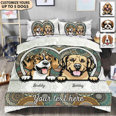 Boho Pattern Dog Personalized Bedding Set, Mother’s Day Gift for Dog Lovers, Dog Dad, Dog Mom - BD131PS02 - BMGifts