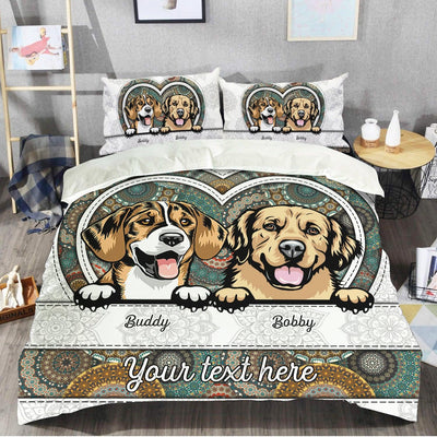 Boho Pattern Dog Personalized Bedding Set, Mother’s Day Gift for Dog Lovers, Dog Dad, Dog Mom - BD131PS02 - BMGifts