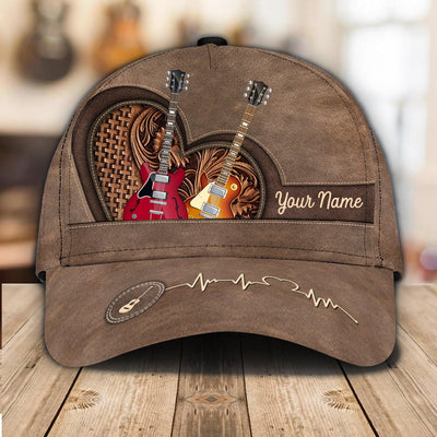 Brown Heart Personalized Guitar Cap, Personalized Gift for Music Lovers, Guitar Lovers - CPC45PS06 - BMGifts
