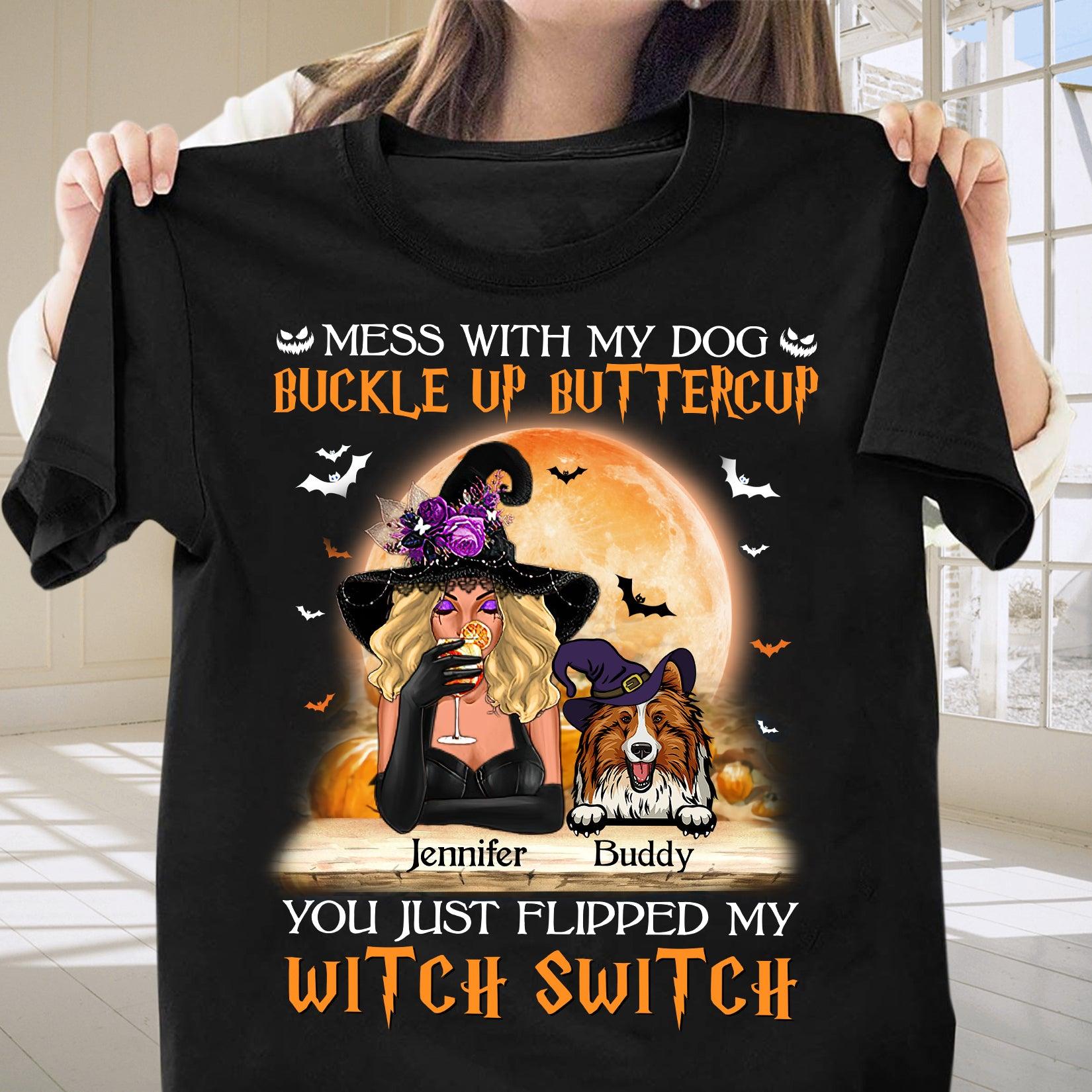 Buckle Up Buttercup Dog Personalized Shirt, Halloween Gift, Personalized Gift for Dog Lovers, Dog Dad, Dog Mom - TS281PS02 - BMGifts