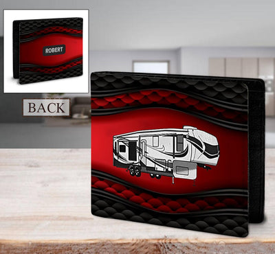 Camping Black Red Personalized Men's Wallet, Personalized Gift for Camping Lovers - HM020PS08 - BMGifts (formerly Best Memorial Gifts)