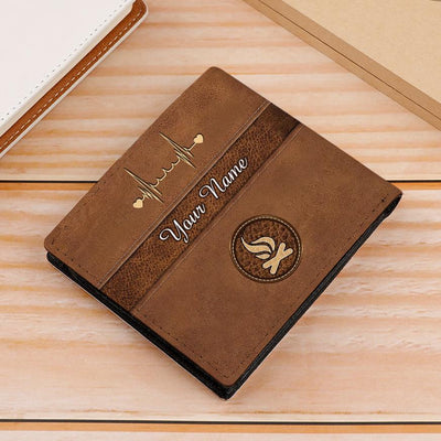 Camping Brown Floral Heart Personalized Men's Wallet, Personalized Gift for Camping Lovers - HM008PS07 - BMGifts (formerly Best Memorial Gifts)