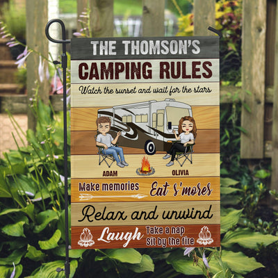 Camping Rules Personalized Flag, Personalized Gift for Camping Lovers - GA005PS01 - BMGifts