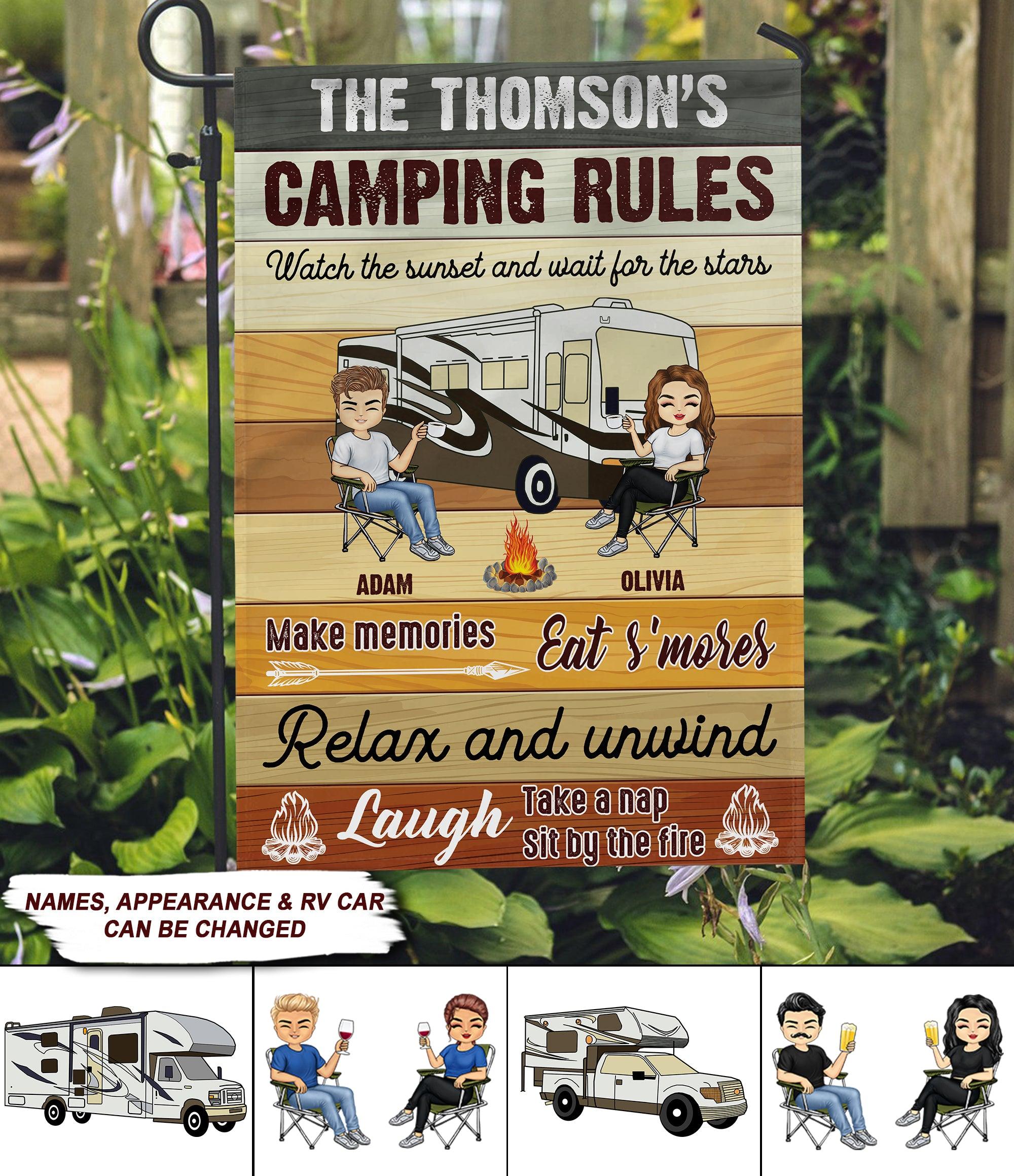 Camping Rules Personalized Flag, Personalized Gift for Camping Lovers - GA005PS01 - BMGifts