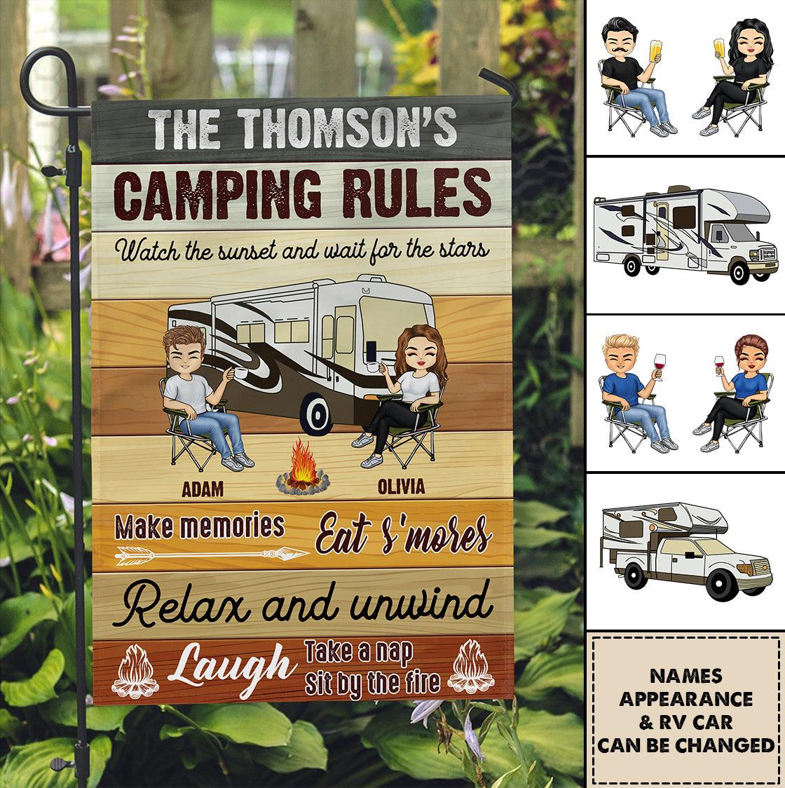Camping Rules Personalized Flag, Personalized Gift for Camping Lovers - GA005PS01 - BMGifts