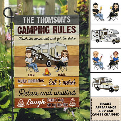 Camping Rules Personalized Flag, Personalized Gift for Camping Lovers - GA005PS01 - BMGifts