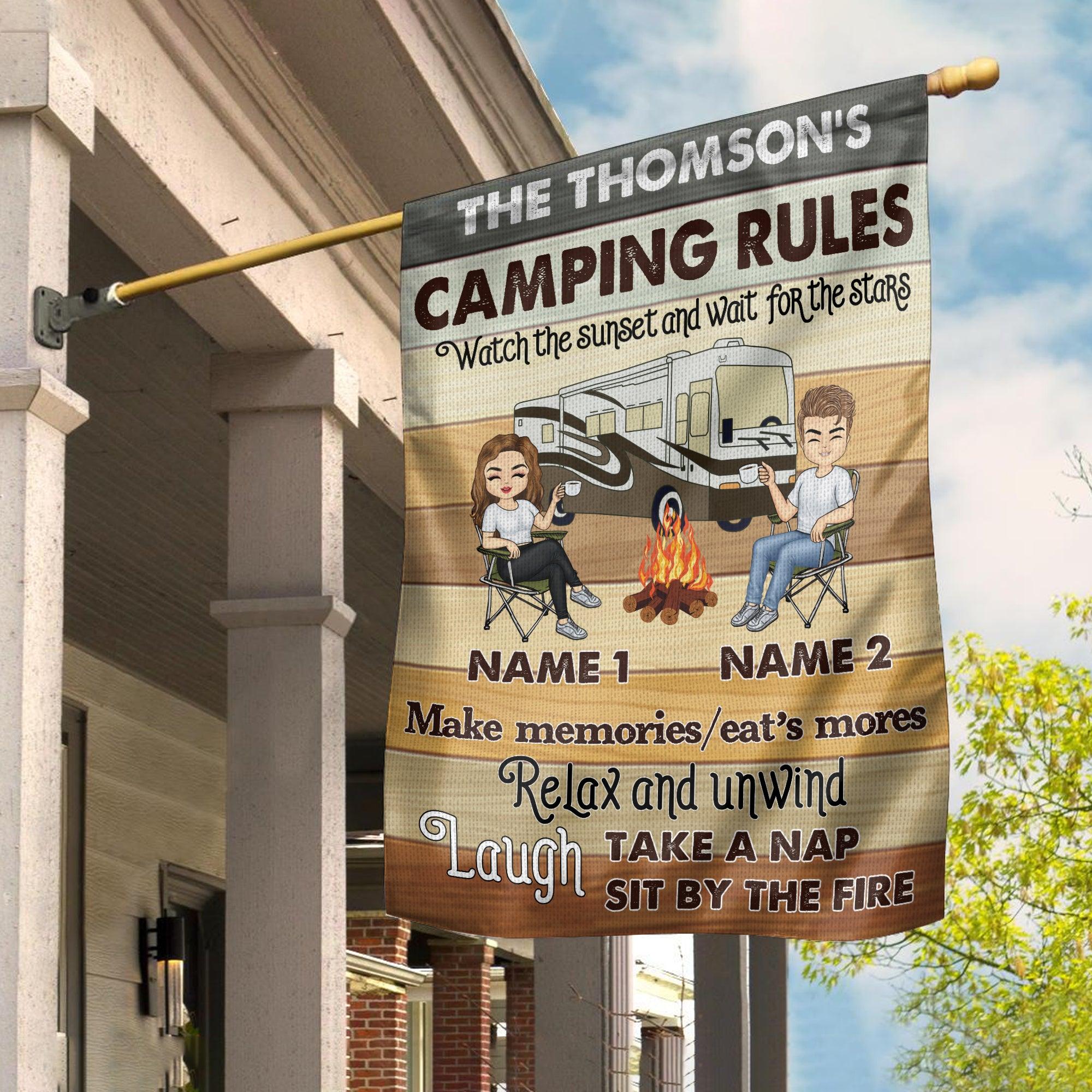 Camping Rules Personalized Garden Flag, Personalized Gift for Camping Lovers - GA004PS01 - BMGifts