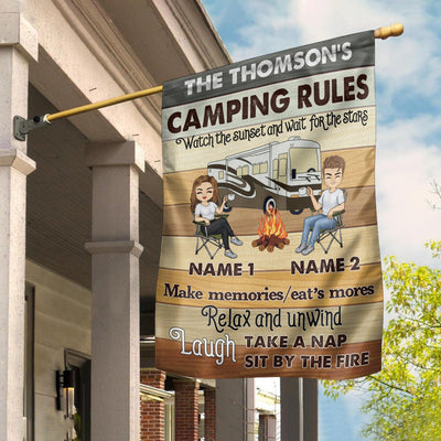 Camping Rules Personalized Garden Flag, Personalized Gift for Camping Lovers - GA004PS01 - BMGifts