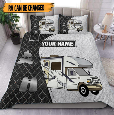 Camping RV Black And White Personalized Bedding Set, Personalized Gift for Camping Lovers - BD042PS07 - BMGifts (formerly Best Memorial Gifts)
