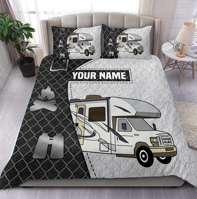 Camping RV Black And White Personalized Bedding Set, Personalized Gift for Camping Lovers - BD042PS07 - BMGifts (formerly Best Memorial Gifts)