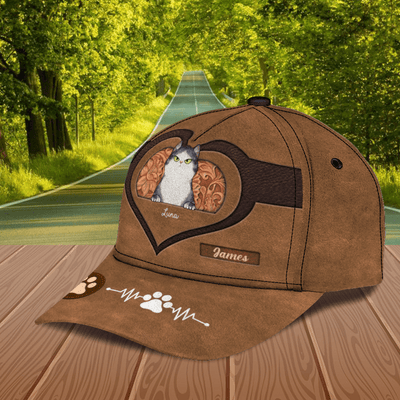 Cat Big Heart Personalized Classic Cap, Personalized Gift for Cat Lovers, Cat Mom, Cat Dad - CP001PS08 - BMGifts