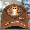 Cat Brown Heart Personalized Classic Cap, Personalized Gift for Cat Lovers, Cat Mom, Cat Dad - CP009PS00 - BMGifts