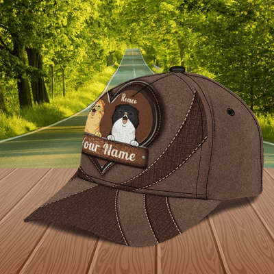 Cat Brown Heart Personalized Classic Cap, Personalized Gift for Cat Lovers, Cat Mom, Cat Dad - CP082PS07 - BMGifts