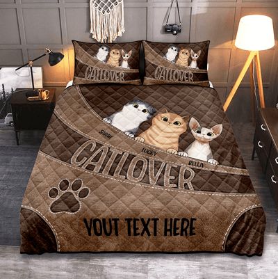 Cat For Cat Lover Personalized Bedding Set, Personalized Gift for Cat Lovers, Cat Mom, Cat Dad - BD087PS08 - BMGifts