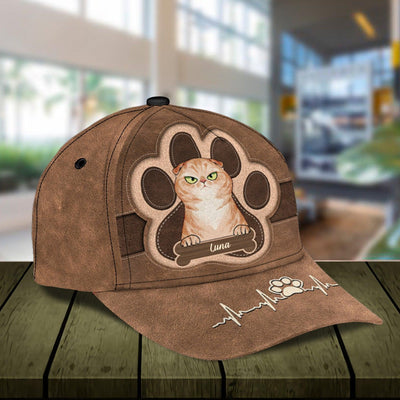 Cat Heartbeat Personalized Classic Cap, Personalized Gift for Cat Lovers, Cat Mom, Cat Dad - CP005PS08 - BMGifts