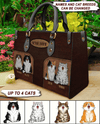 Cat In The Square Personalized Leather Handbag, Personalized Gift for Cat Lovers, Cat Mom, Cat Dad - LD021PS08 - BMGifts