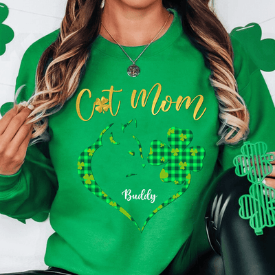 Cat Mom Cat Personalized Shirt, St Patrick's Day Gift for Cat Lovers, Cat Mom, Cat Dad - TS583PS02 - BMGifts