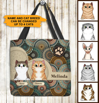 Cat Personalized All Over Tote Bag, Personalized Gift for Cat Lovers, Cat Mom, Cat Dad - TO006PS03 - BMGifts