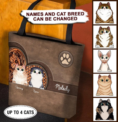 Cat Personalized All Over Tote Bag, Personalized Gift for Cat Lovers, Cat Mom, Cat Dad - TO011PS - BMGifts