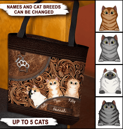 Cat Personalized All Over Tote Bag, Personalized Gift for Cat Lovers, Cat Mom, Cat Dad - TO041PS05 - BMGifts
