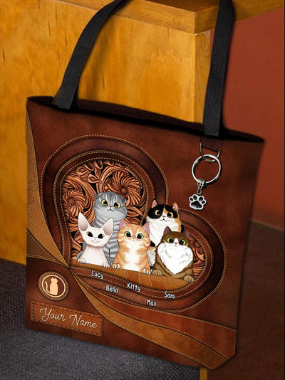 Cat Personalized All Over Tote Bag, Personalized Gift for Cat Lovers, Cat Mom, Cat Dad - TO059PS05 - BMGifts