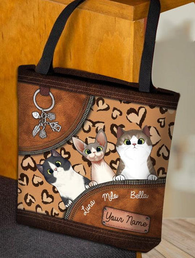 Cat Personalized All Over Tote Bag, Personalized Gift for Cat Lovers, Cat Mom, Cat Dad - TO161PS05 - BMGifts