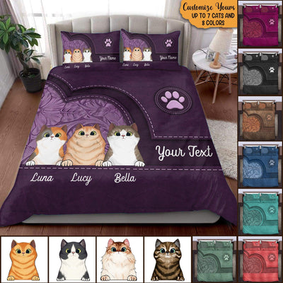 Cat Personalized Bedding Set, Personalized Gift for Cat Lovers, Cat Dad, Cat Mom - BD145PS05 - BMGifts