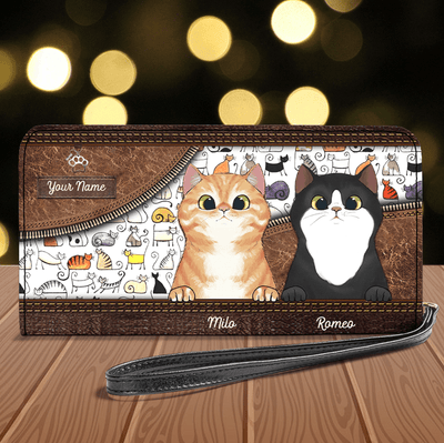 Cat Personalized Clutch Purse, Personalized Gift for Cat Lovers, Cat Mom, Cat Dad - PU119PS05 - BMGifts