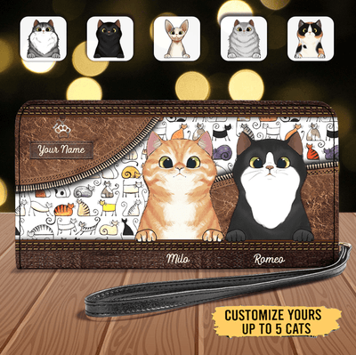 Cat Personalized Clutch Purse, Personalized Gift for Cat Lovers, Cat Mom, Cat Dad - PU119PS05 - BMGifts