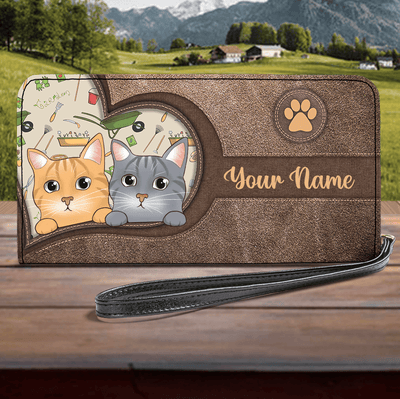 Cat Personalized Clutch Purse, Personalized Gift for Gardening Lovers - PU110PS05 - BMGifts