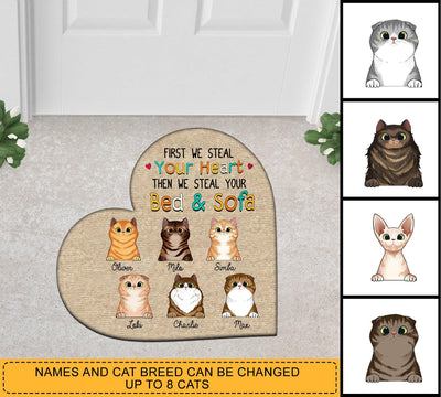 Cat Personalized Custom Shaped Doormat, Personalized Gift for Cat Lovers, Cat Mom, Cat Dad - CD006PS04 - BMGifts